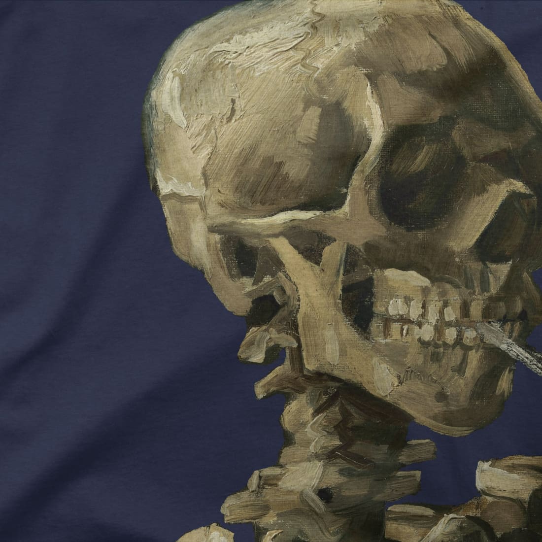 Van Gogh 1886 Skull Skeleton with Cigarette Art T-Shirt