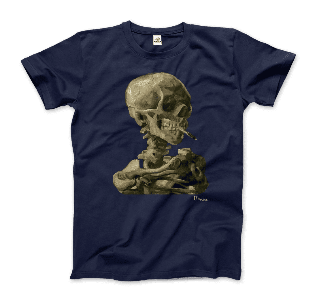 Van Gogh 1886 Skull Skeleton with Cigarette Art T-Shirt