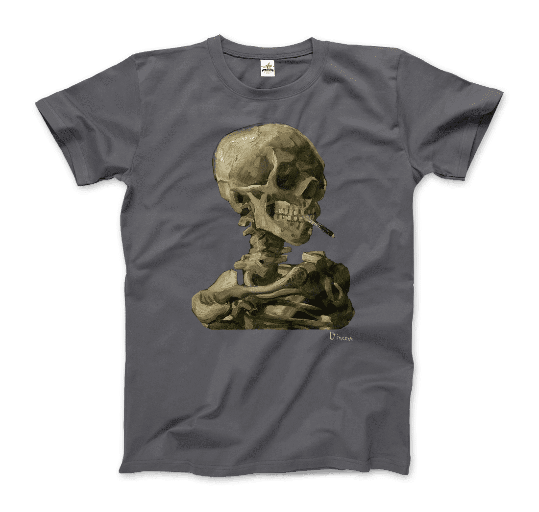 Van Gogh 1886 Skull Skeleton with Cigarette Art T-Shirt