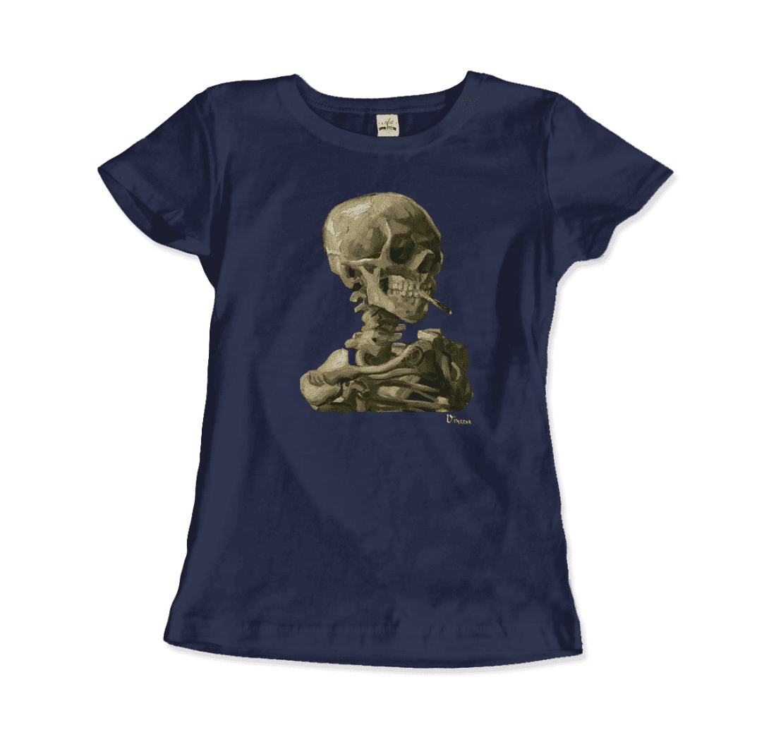 Van Gogh 1886 Skull Skeleton with Cigarette Art T-Shirt