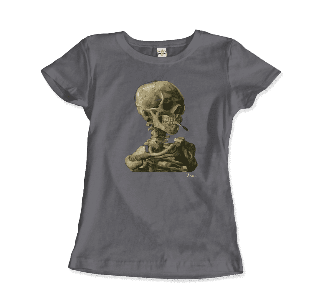 Van Gogh 1886 Skull Skeleton with Cigarette Art T-Shirt