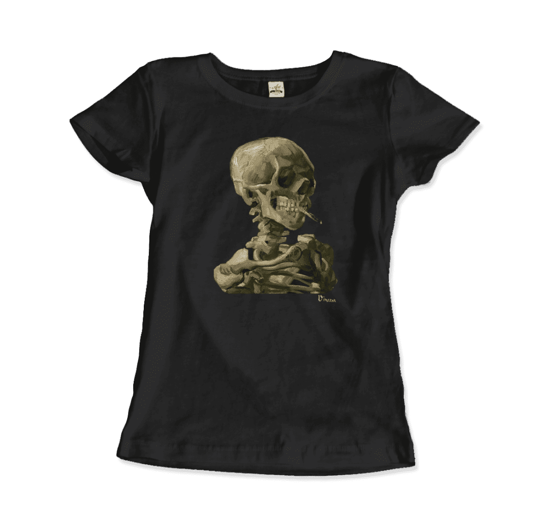 Van Gogh 1886 Skull Skeleton with Cigarette Art T-Shirt