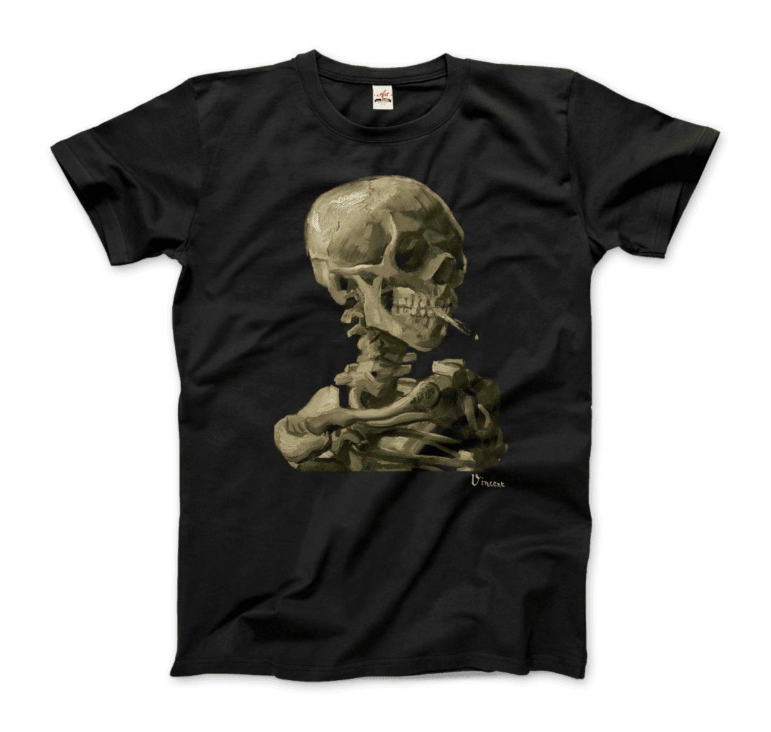 Van Gogh 1886 Skull Skeleton with Cigarette Art T-Shirt