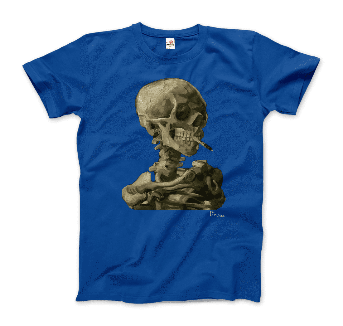 Van Gogh 1886 Skull Skeleton with Cigarette Art T-Shirt