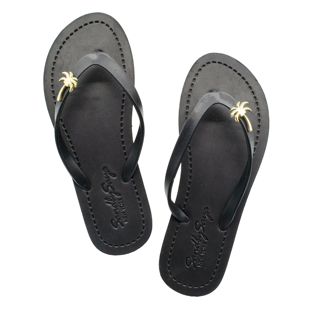 Big Kids Gold Palm Tree Flip Flops – Studded Charm Sandals
